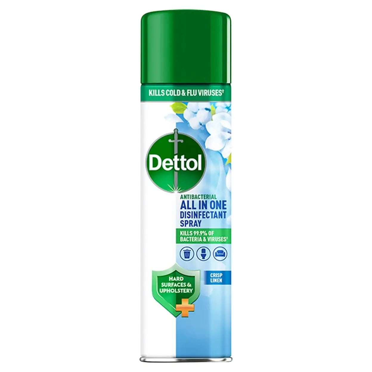 Dettol All-In-One Disinfectant Spray Crisp Linen 300ml x 5 Pack | Multi-Surface Antibacterial Aerosol Spray | UK Seller
