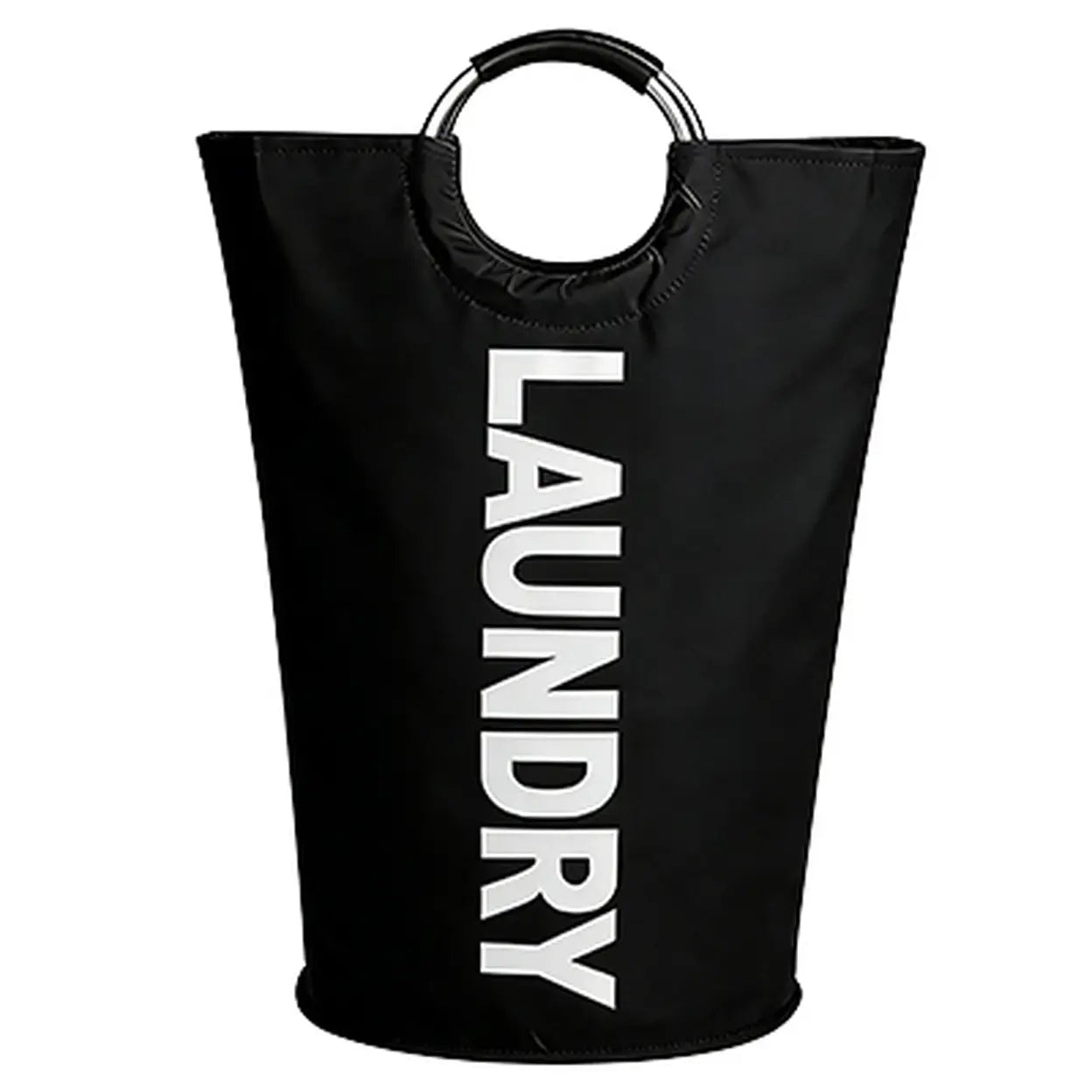90L Large Laundry Hamper 2 Pack | Foldable Dirty Clothes Basket with Metal Handles | Laundry Storage Basket Black, Grey & White | Free UK Delivery