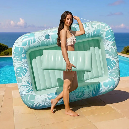 Solar Inflatable Family Pool with Automatic Pump | Pink & Green | Large Garden Swimming Pool | Fast UK Delivery