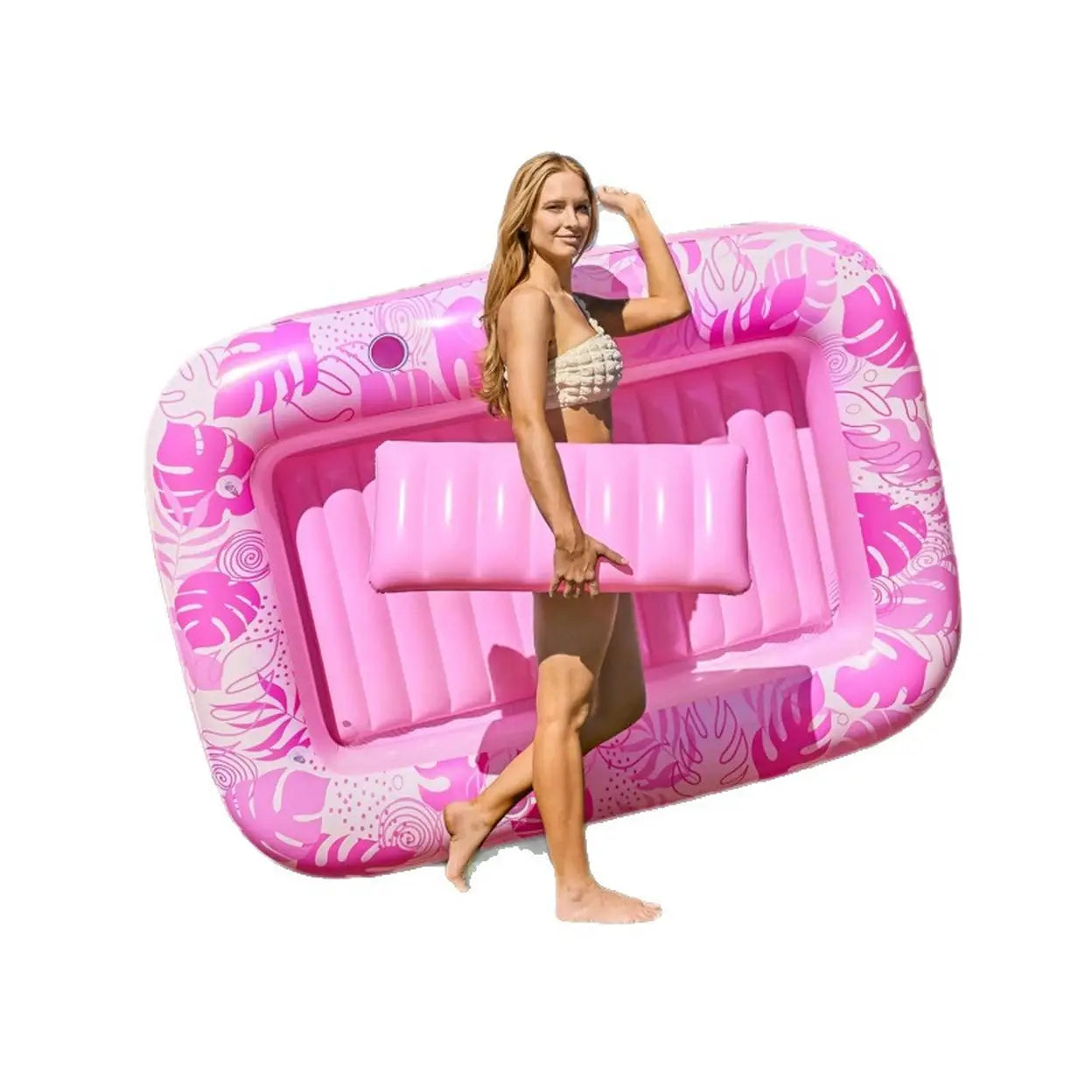 Solar Inflatable Family Pool with Automatic Pump | Pink & Green | Large Garden Swimming Pool | Fast UK Delivery
