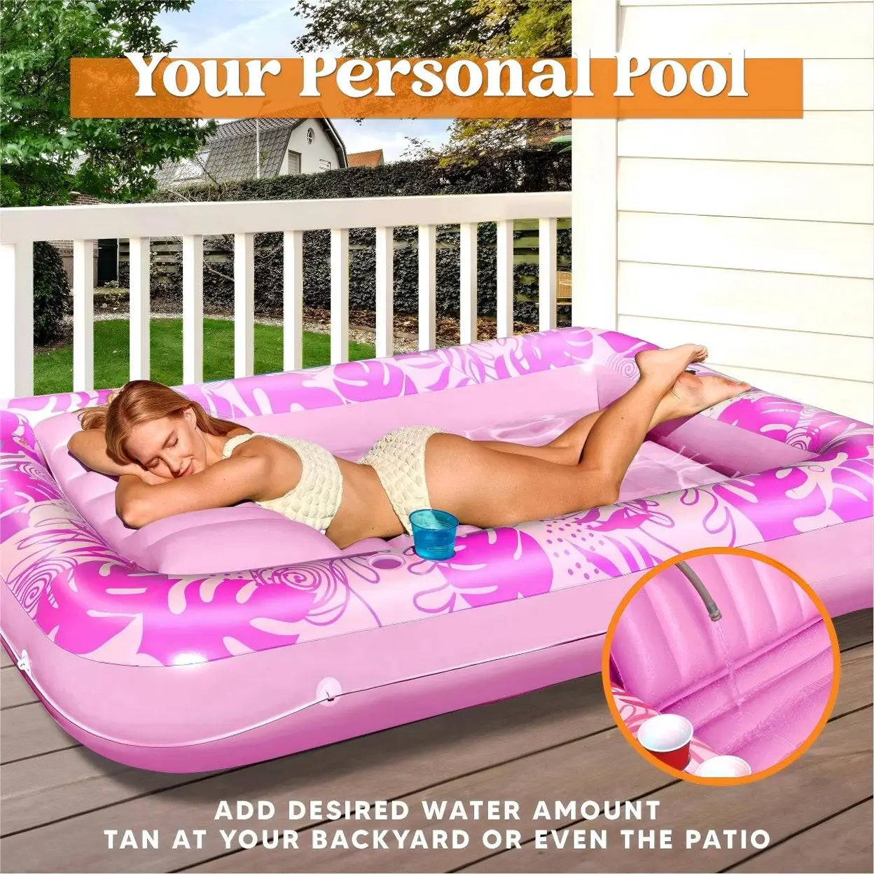 Solar Inflatable Family Pool with Automatic Pump | Pink & Green | Large Garden Swimming Pool | Fast UK Delivery