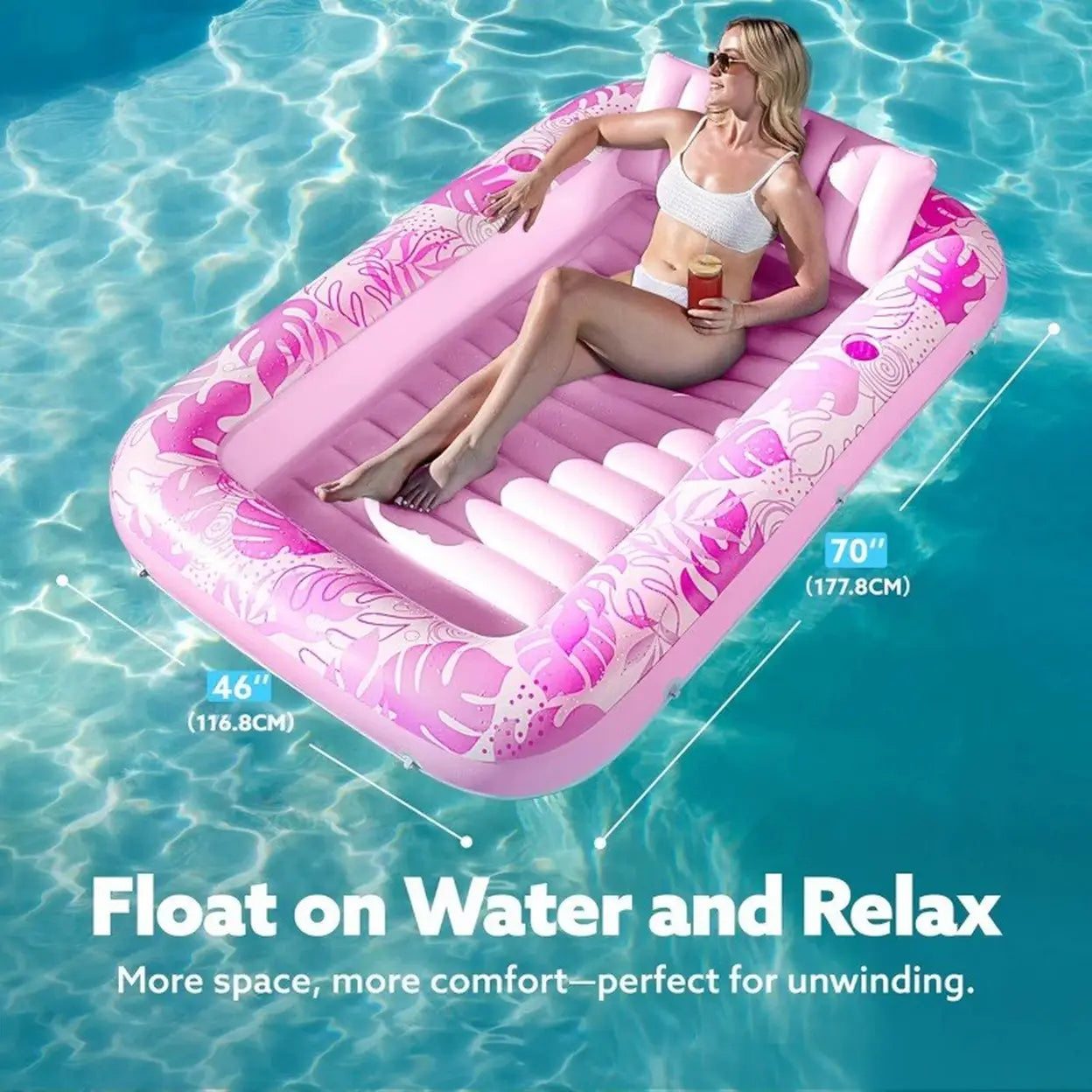 Solar Inflatable Family Pool with Automatic Pump | Pink & Green | Large Garden Swimming Pool | Fast UK Delivery