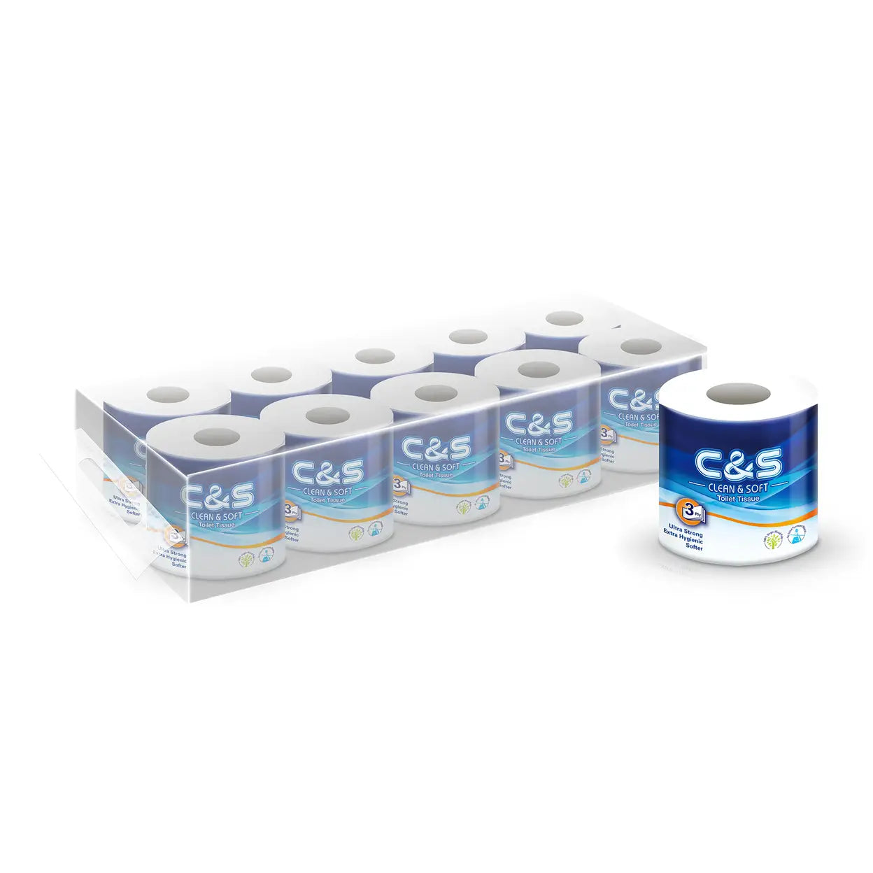 C&S Virgin Wood Pulp Toilet Tissue 3 Ply | 120 Rolls Family Pack | Soft & Durable | £41.99