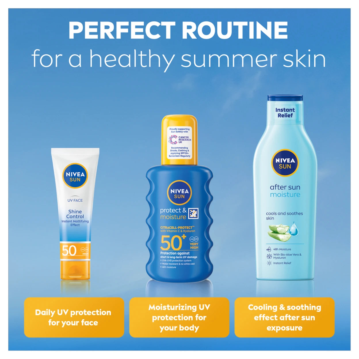 NIVEA Sun Protect & Moisture SPF 50+ Sunscreen Lotion 200ml (Pack of 3) | Bulk Deal