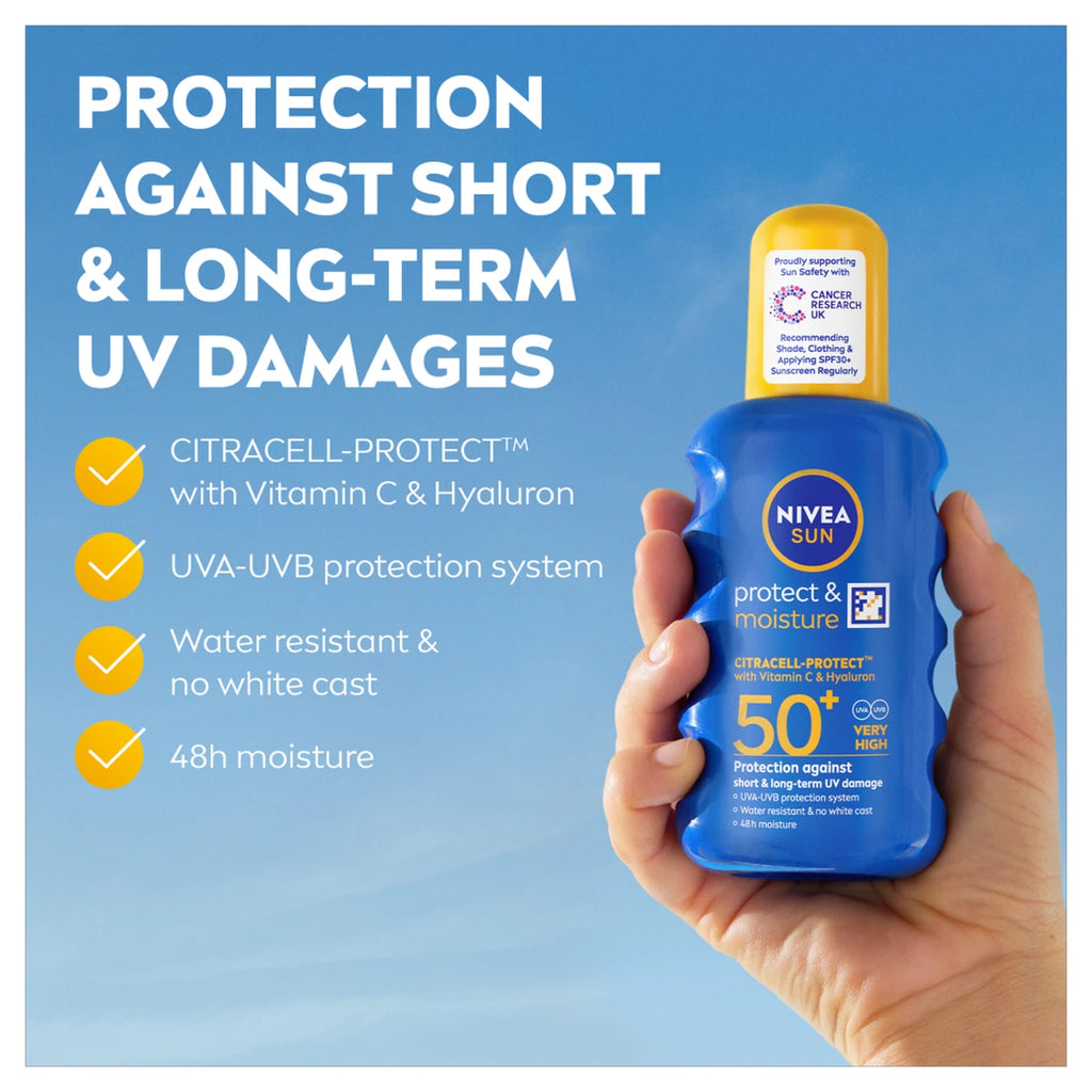 NIVEA Sun Protect & Moisture SPF 50+ Sunscreen Lotion 200ml (Pack of 3) | Bulk Deal