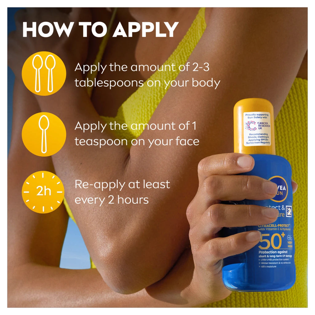 NIVEA Sun Protect & Moisture SPF 50+ Sunscreen Lotion 200ml (Pack of 3) | Bulk Deal