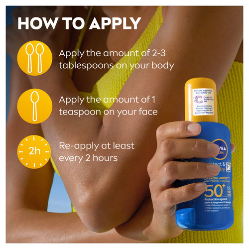 NIVEA Sun Protect & Moisture SPF 50+ Sunscreen Lotion 200ml (Pack of 3) | Bulk Deal