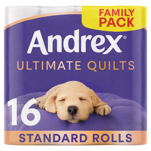 Andrex Ultimate Quilts Toilet Tissue 3 Ply 48 Rolls (3 x 16 Rolls) Premium Soft Toilet Paper | Fast UK Delivery