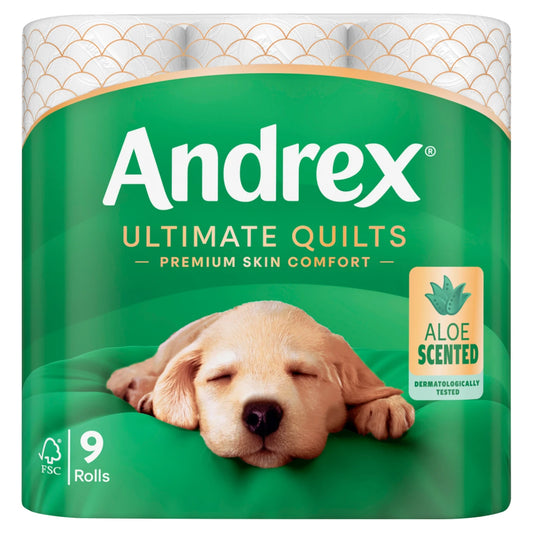 Andrex Ultimate Quilts Aloe Scented Toilet Tissue 3 Ply 36 Rolls (4 x 9 Rolls) Premium Soft Toilet Paper | Fast UK Delivery