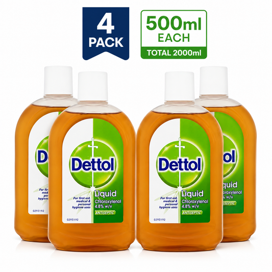 Dettol Antiseptic Liquid 500ml (Pack of 4) | Multipurpose Disinfectant | Total 2L