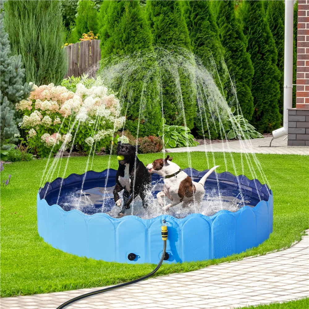 Costoffs Pet Pool Dog Swimming Pool, Portable and Foldable Dog Swimming Pool with Sprinkler, for Indoor and Outdoor Use