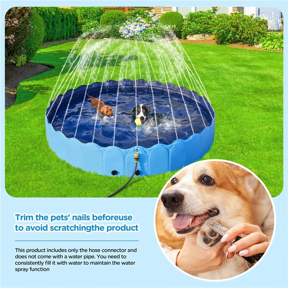 Costoffs Pet Pool Dog Swimming Pool, Portable and Foldable Dog Swimming Pool with Sprinkler, for Indoor and Outdoor Use