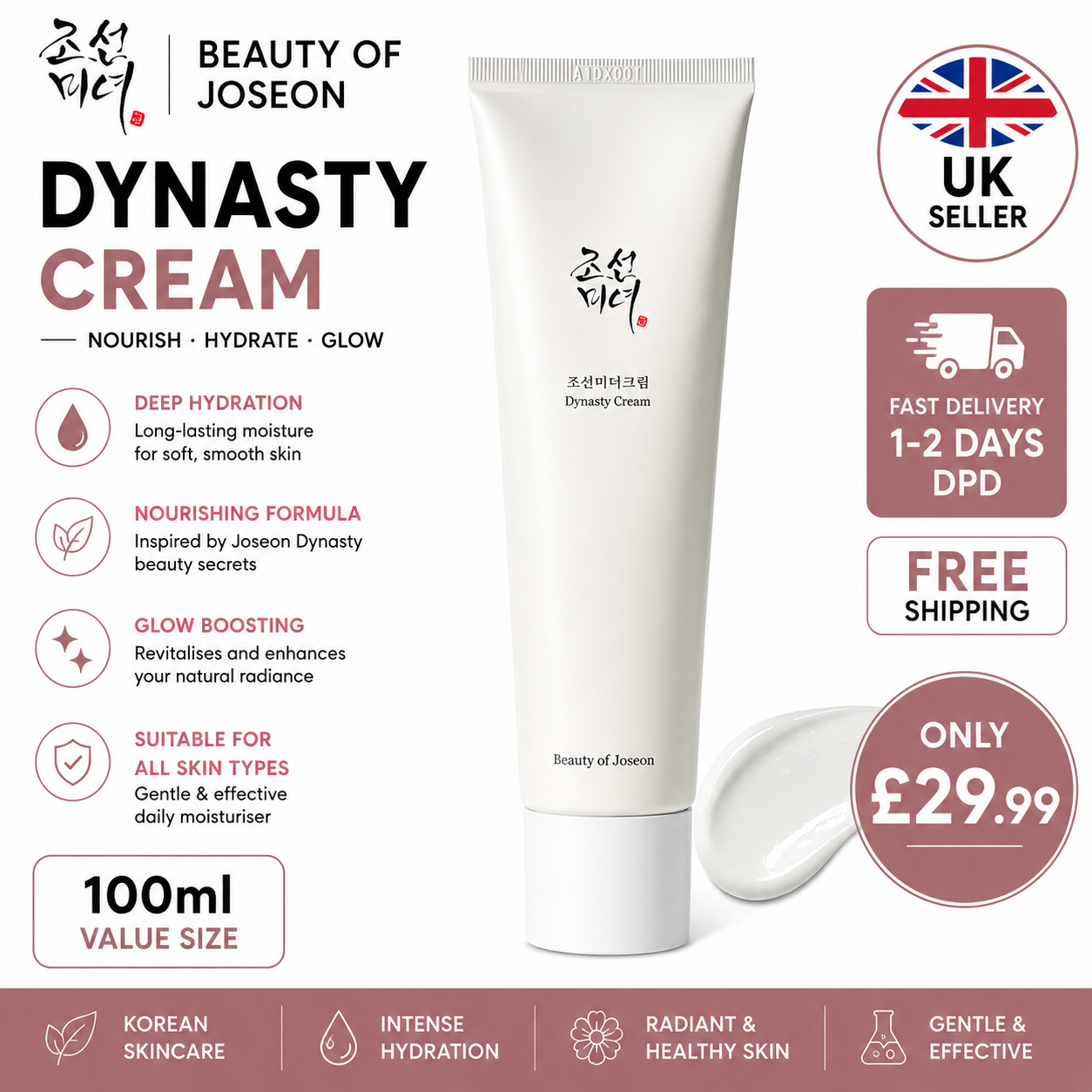 Beauty of Joseon Dynasty Cream 100ml | Korean Face Moisturiser | Deep Hydration & Glowing Skin | Fast UK Delivery